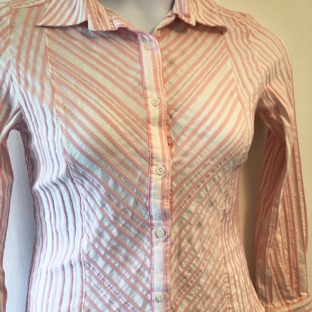 EUC Zara Basic, button down shirt in Size: Large Pink and White